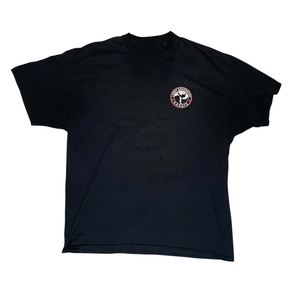 Vintage Larry Davenport Karate Tee Black XL Front & Back Graphic